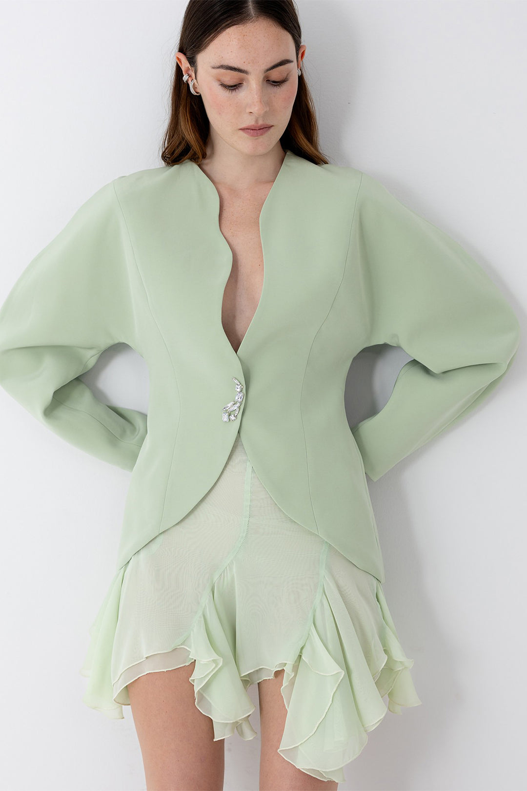 Sculpted Jacket and Pencil Skirt Ensemble