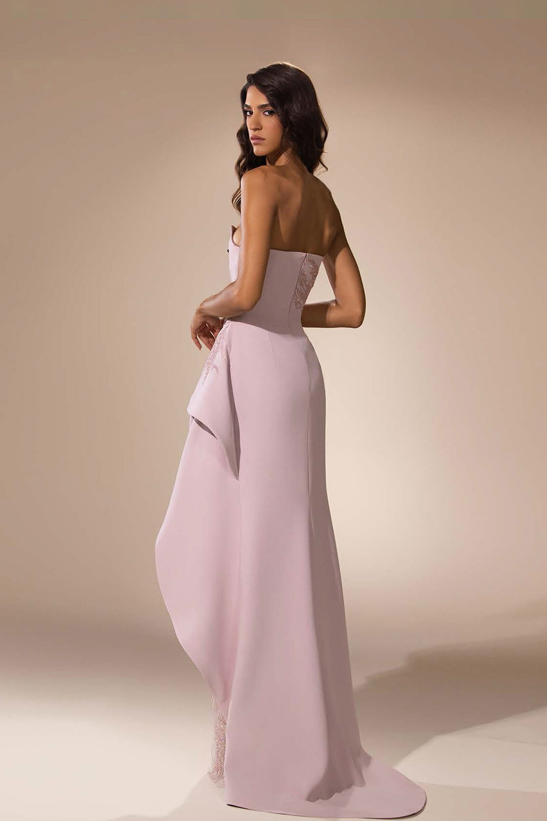 Asymmetrical Ruffled with Beading Embroidery Dress