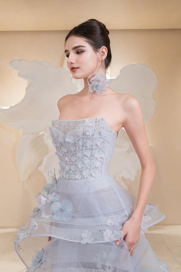 Strapless Corset Dress with Lace