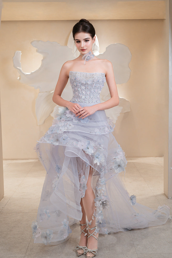 Strapless Corset Dress with Lace