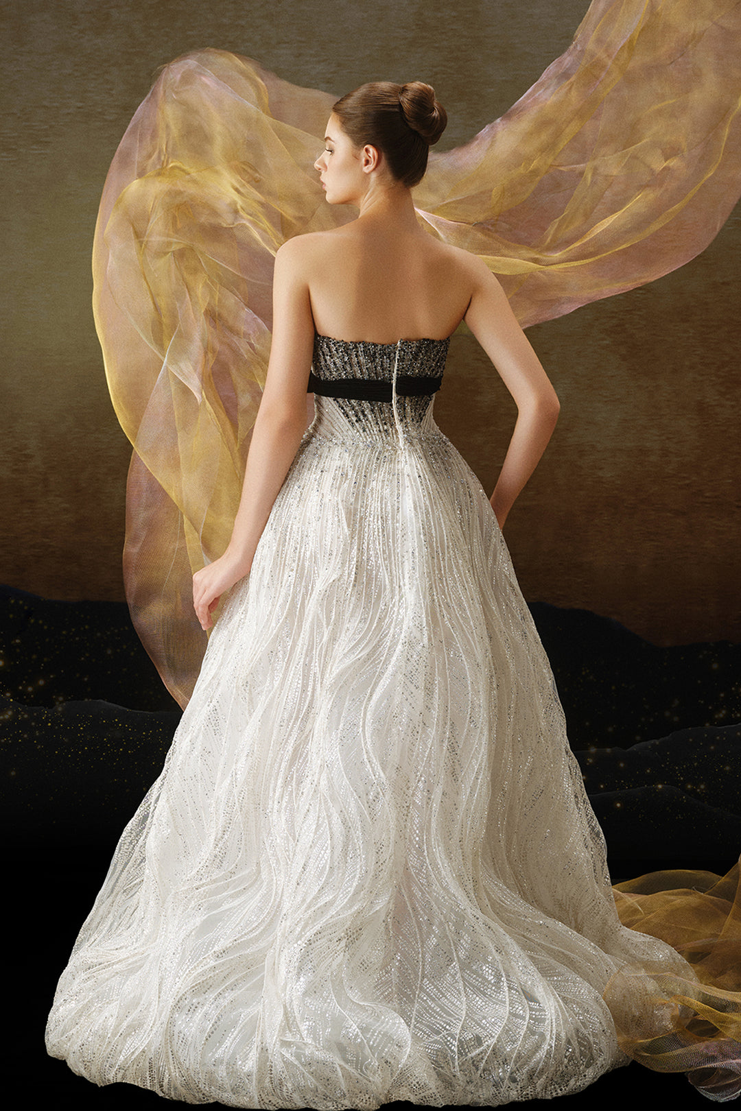 Strapless Crystal-Embroidered A-Line Dress