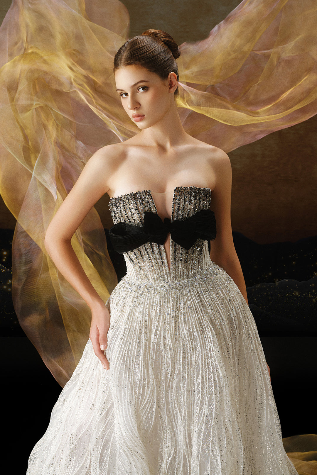 Strapless Crystal-Embroidered A-Line Dress