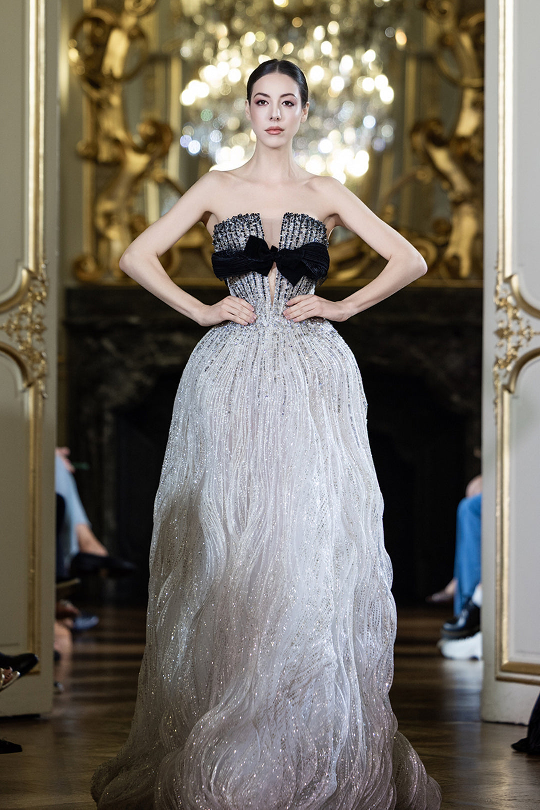 Strapless Crystal-Embroidered A-Line Dress