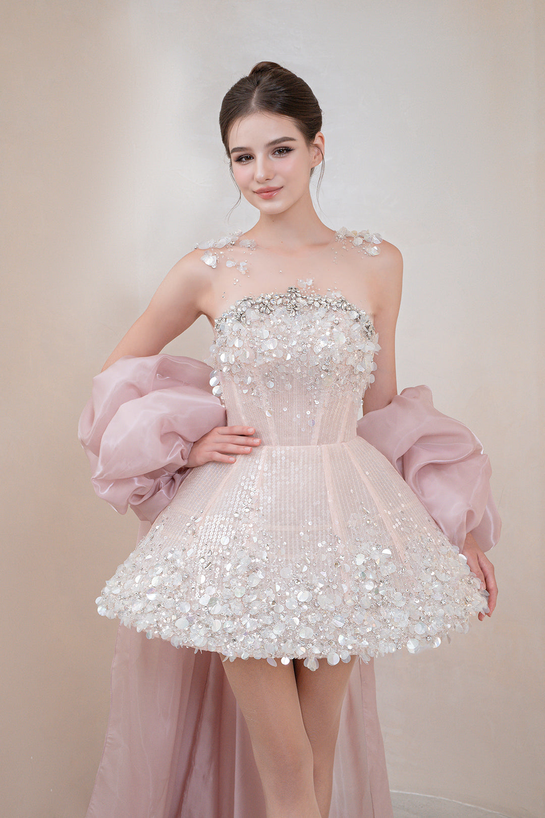 Embellished Bodice with Cape Edges