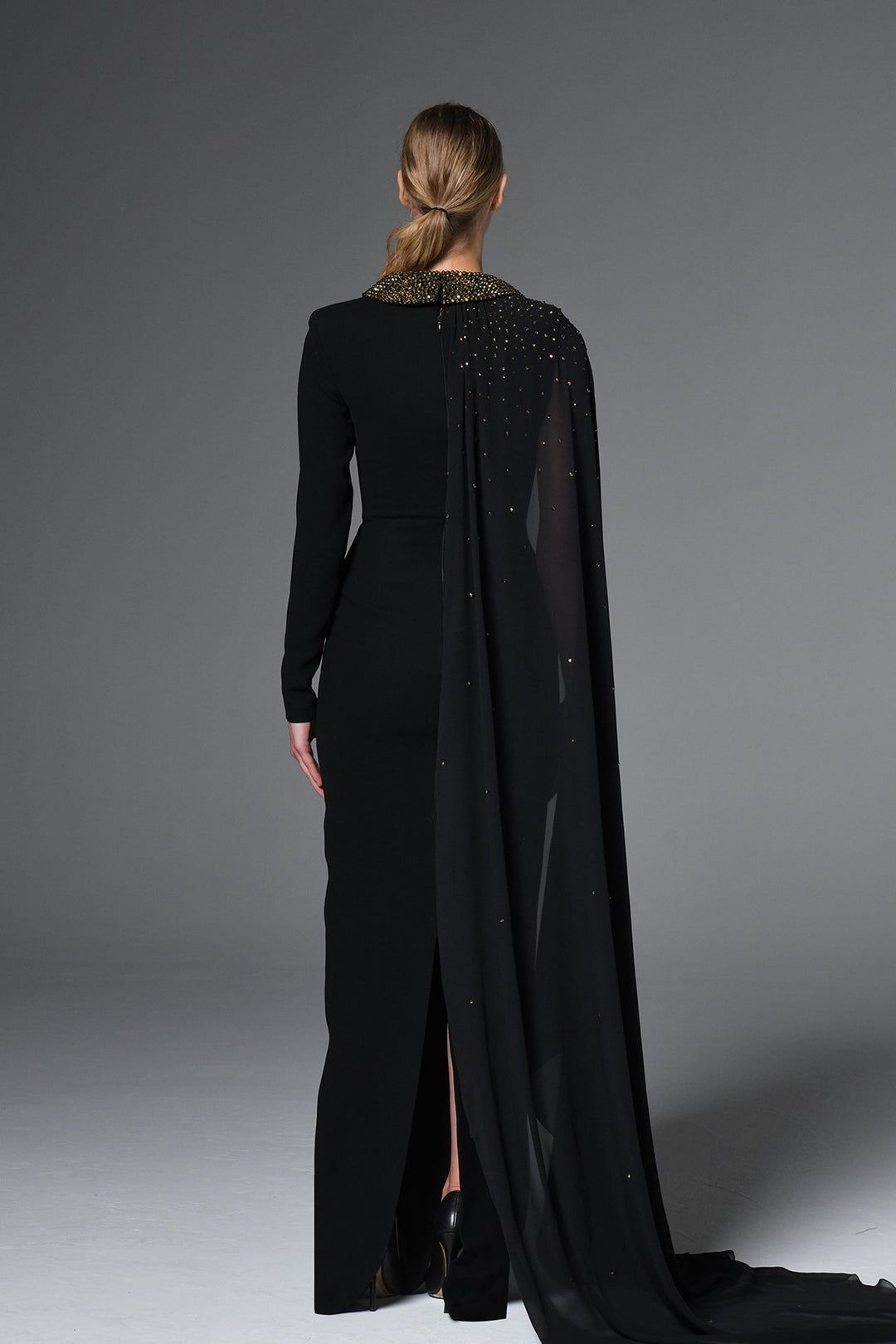 Cape sleeve crepe dress Black / US 12 Cape sleeve crepe dress Black / US 12