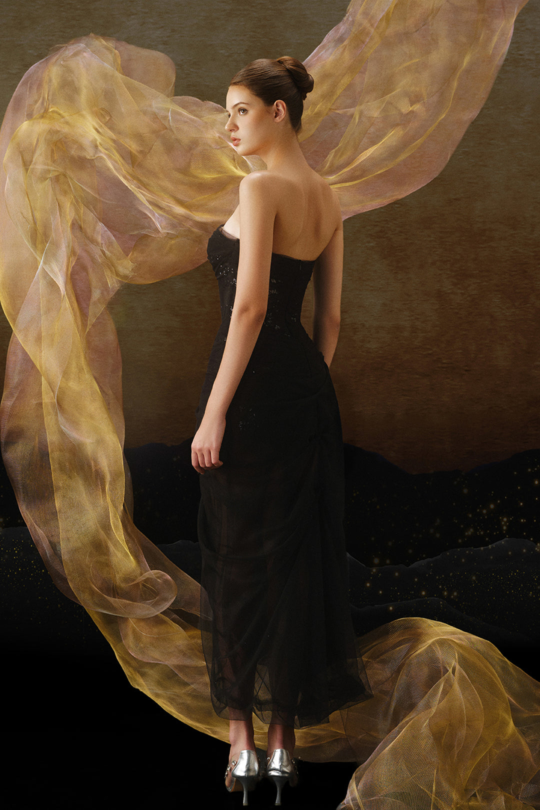 Crystal-Embellished Column Dress