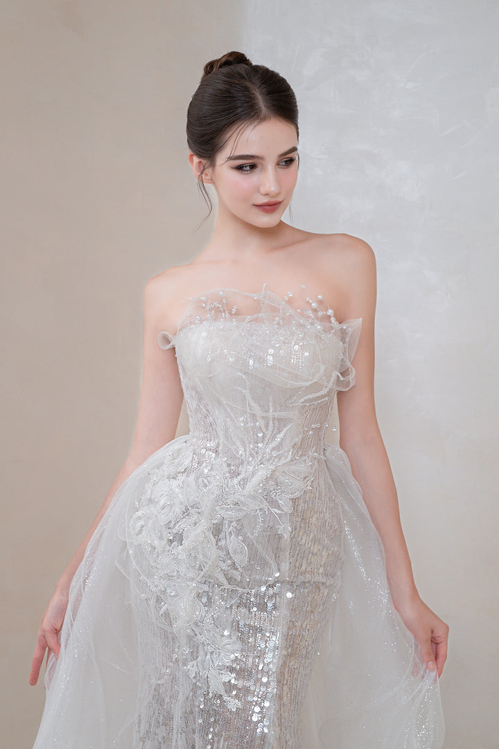 Column Dress with Beaded Bodice