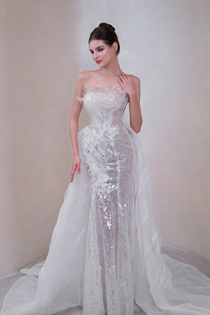 Column Dress with Beaded Bodice