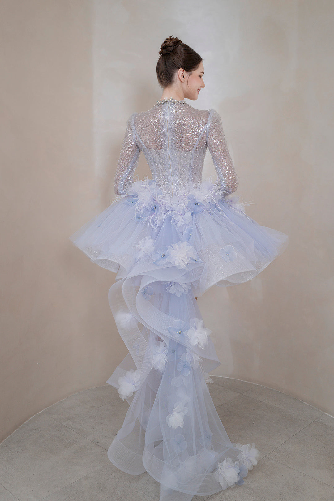 Short Dress with Cape Overlay