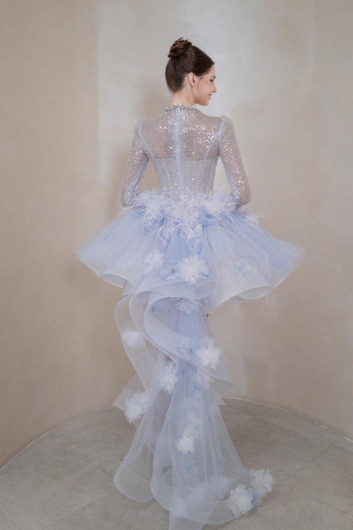 Short Dress with Cape Overlay