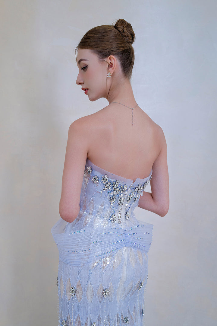 Column Dress with Beaded Bodice