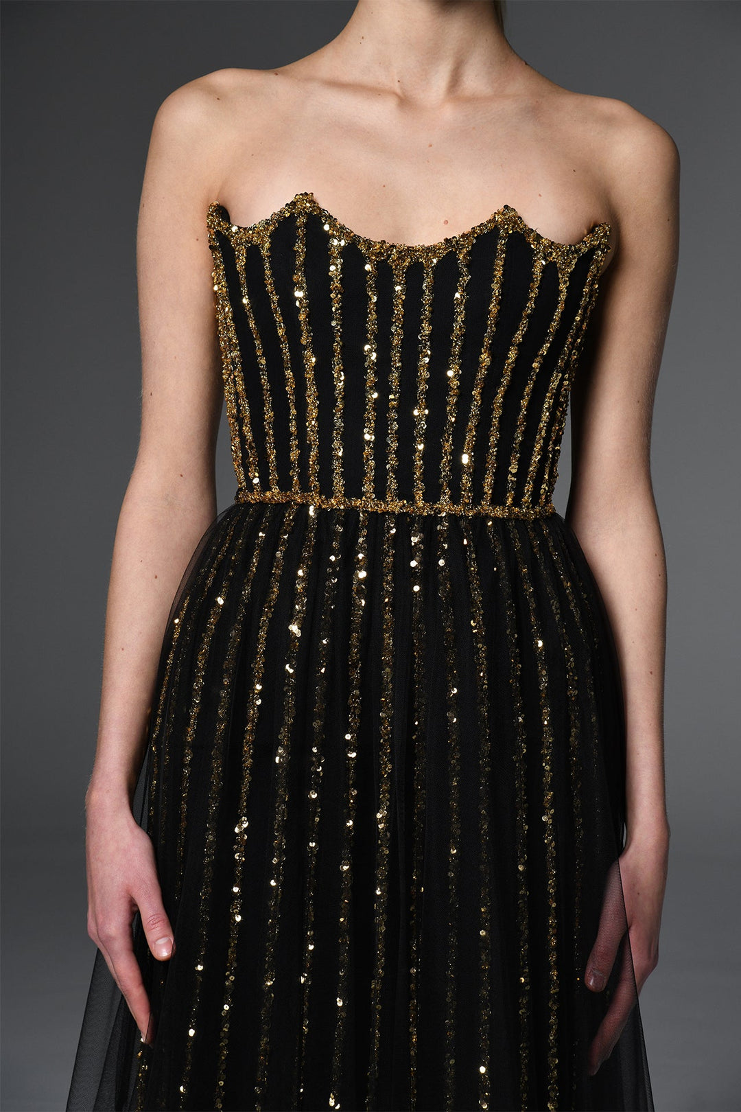 Strapless Sequin Evening Dress