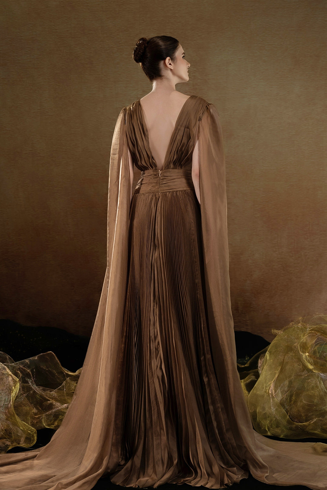 Sheer Cape Overlay A-line Dress