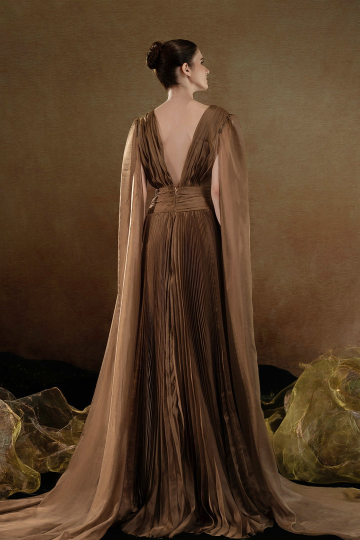 Sheer Cape Overlay A-line Dress