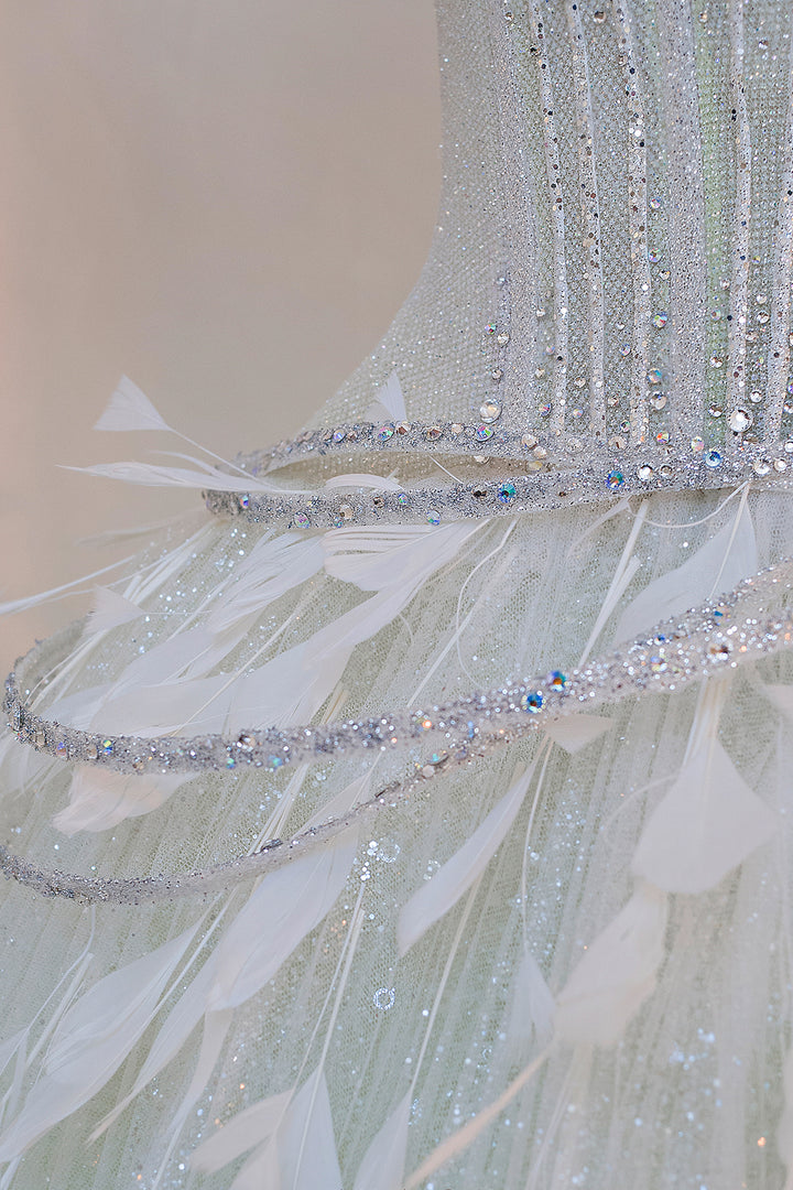 Strapless Beaded A-Line Dress