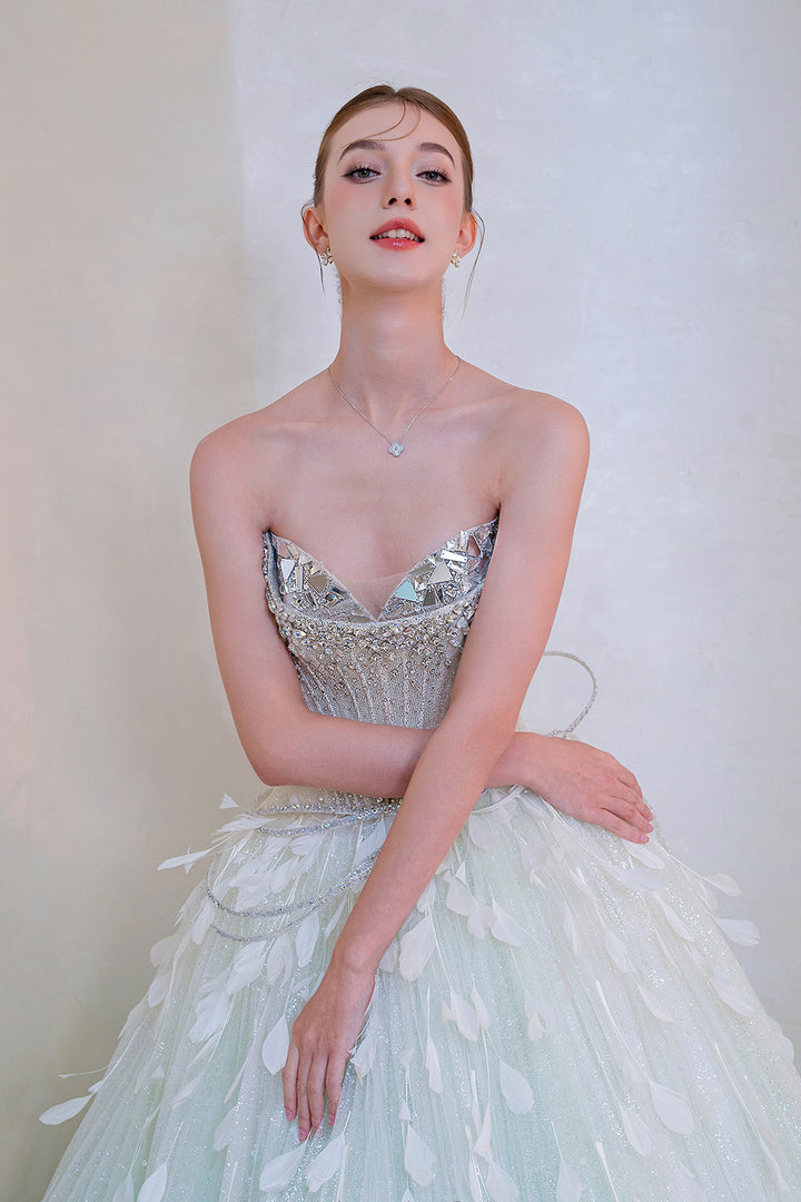 Strapless Beaded A-Line Dress