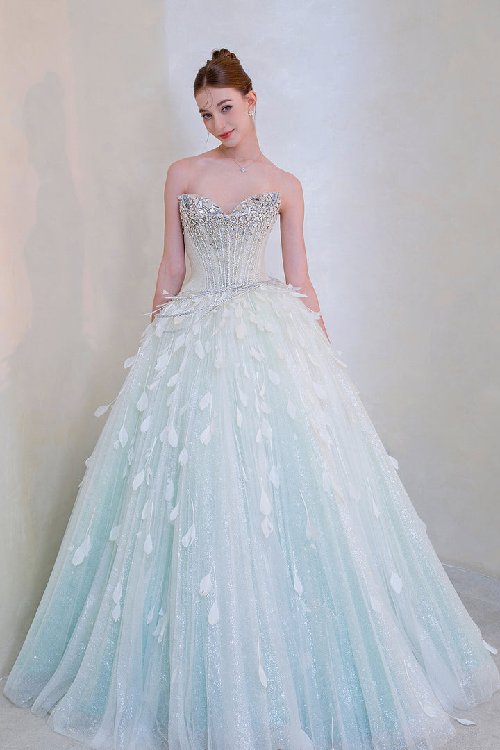 Strapless Beaded A-Line Dress