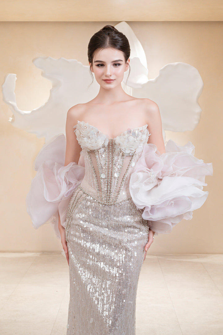 Luminous Beaded Column Dress