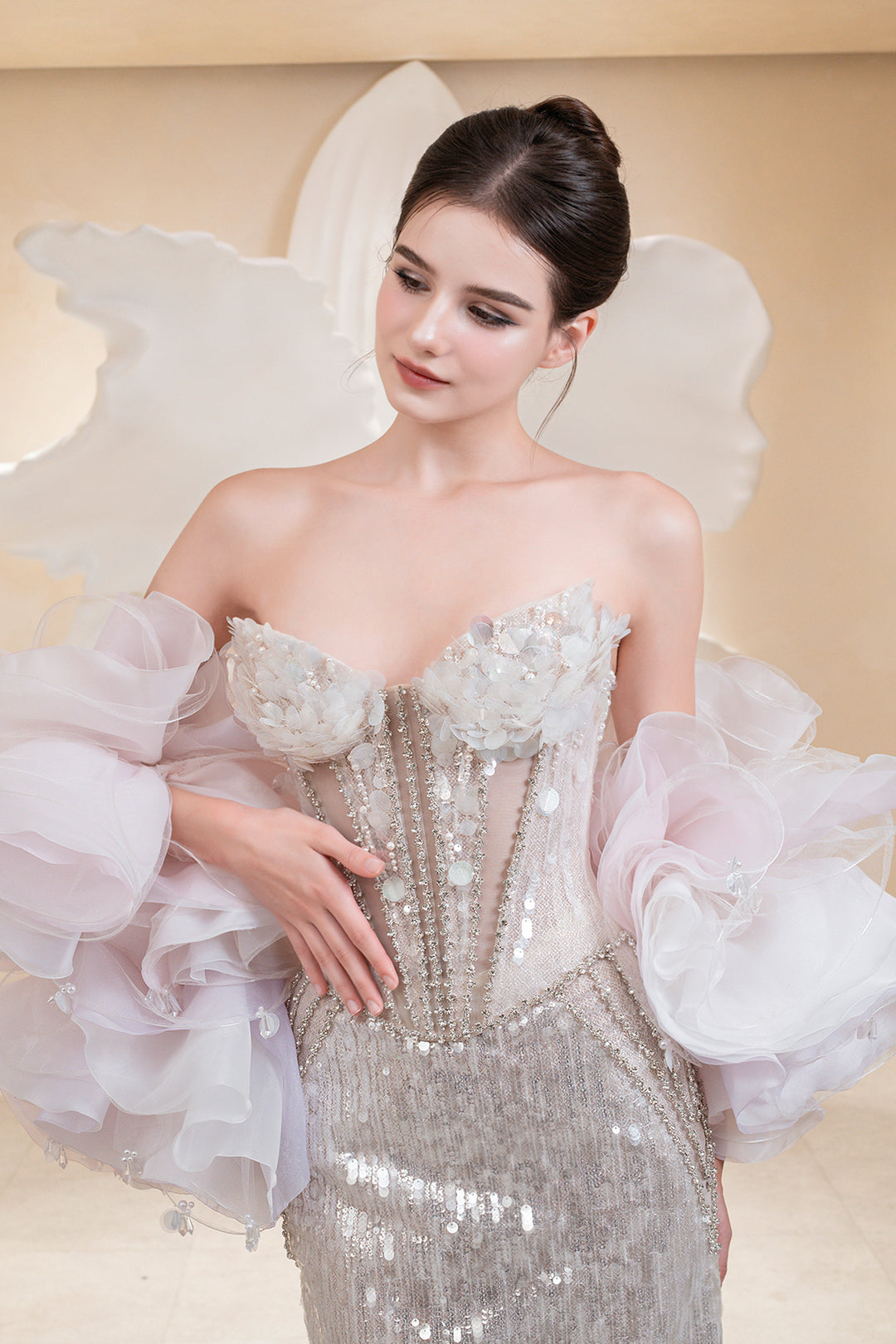 Luminous Beaded Column Dress