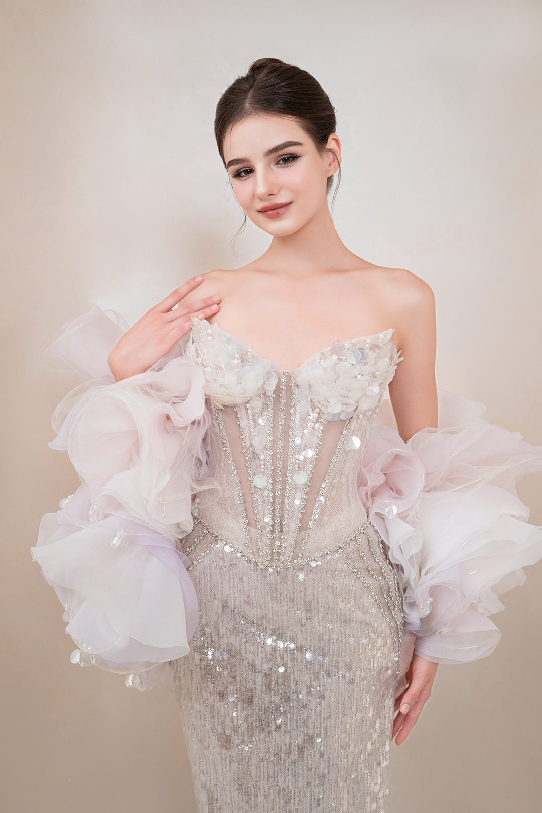 Luminous Beaded Column Dress