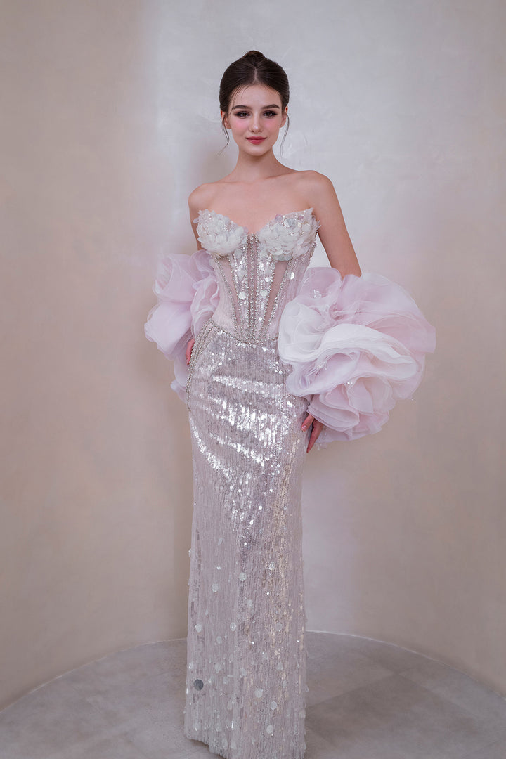 Luminous Beaded Column Dress