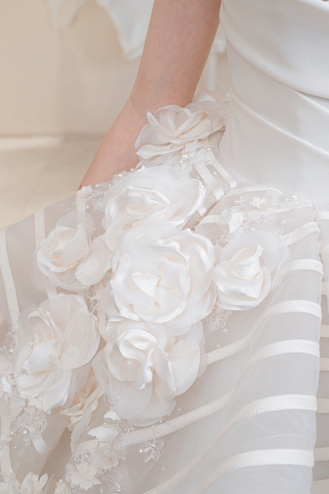 Pearl-Embellished A-Line Dress White / FR 50 Pearl-Embellished A-Line Dress White / FR 50