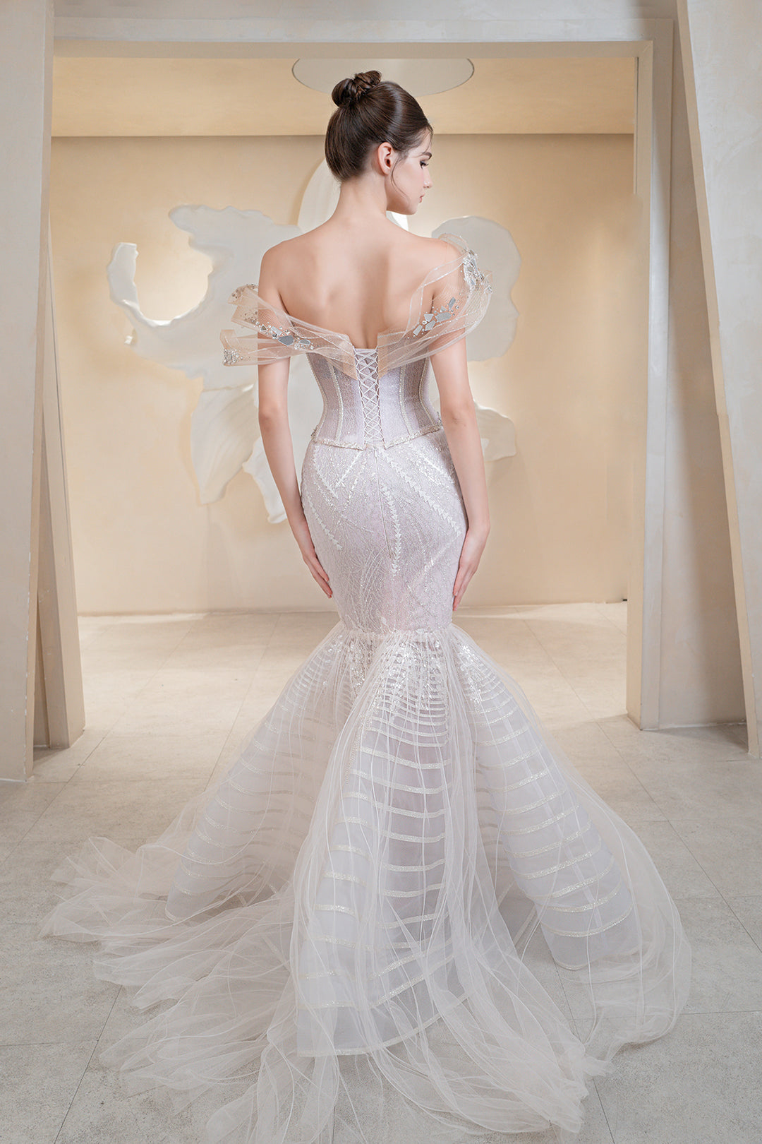 Mermaid Beaded Off-The-Shoulder Dress