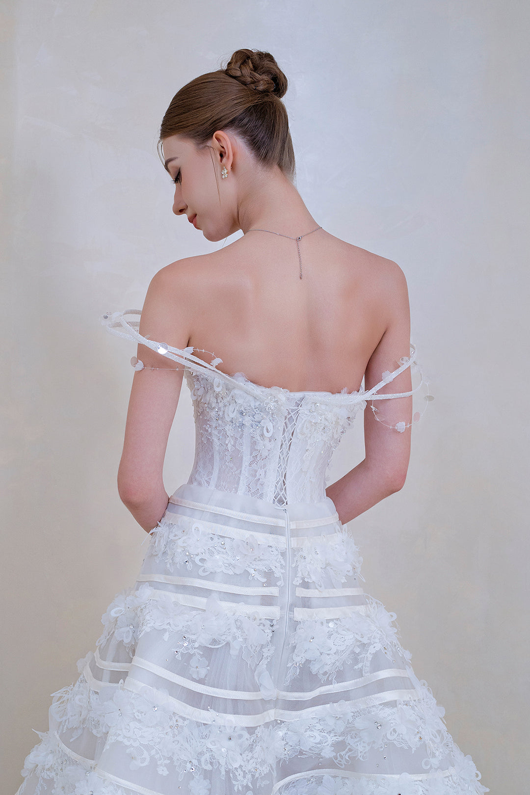 Off-The-Shoulder Corset Beaded A-Line Dress