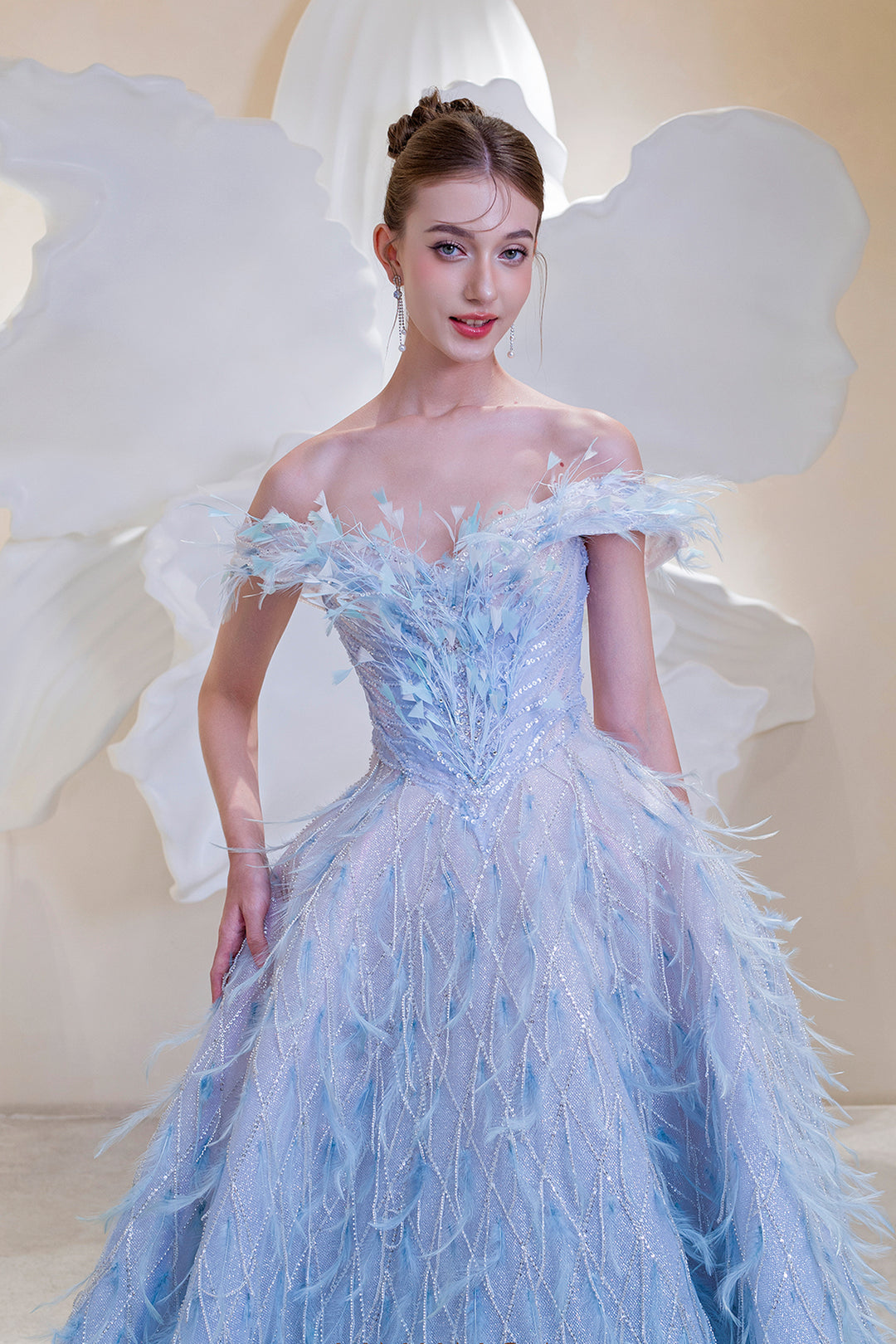 Off-The-Shoulder Neckline with A-Line Dress