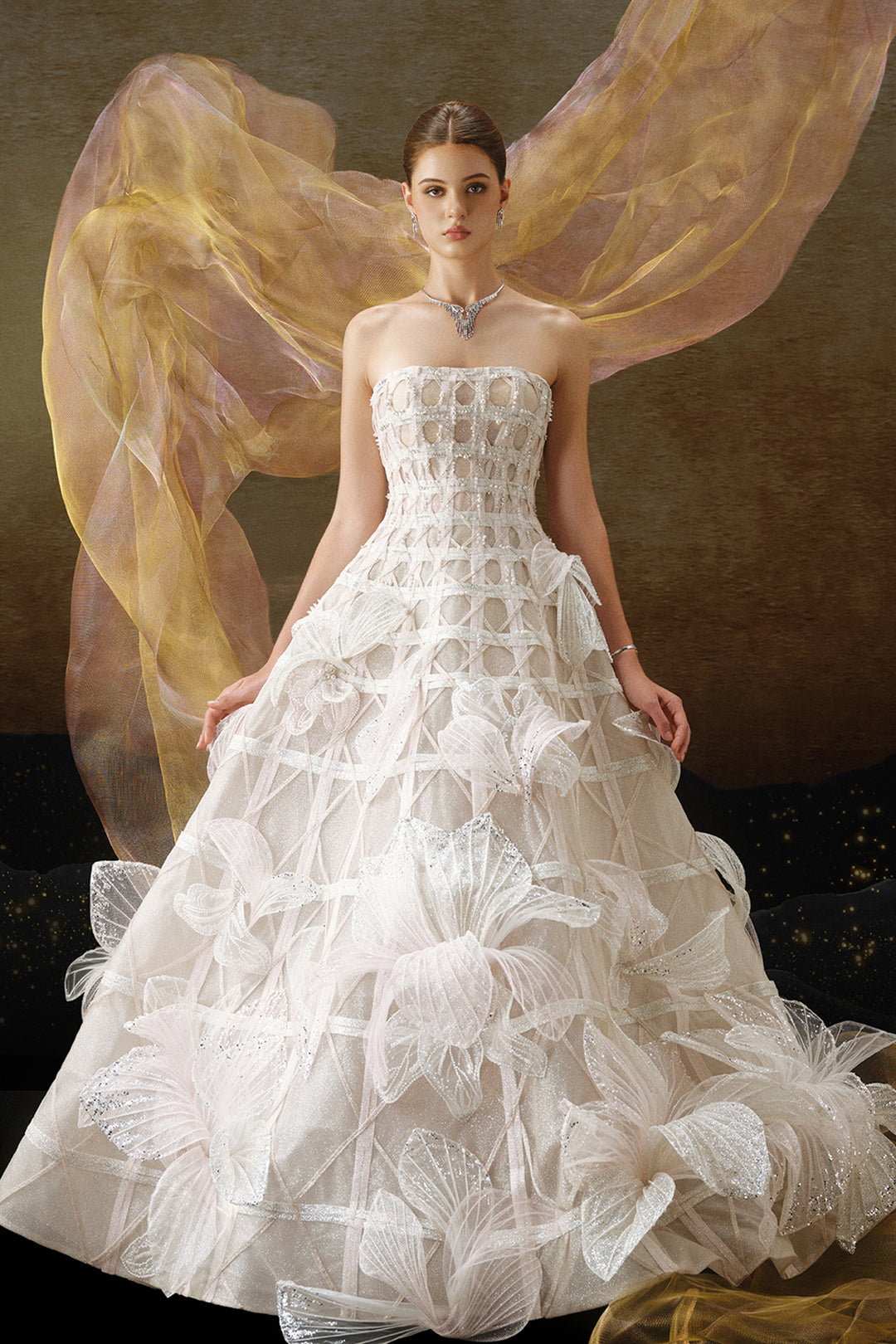 Petal-Patterned A-Line Dress Off-White / FR 36 Petal-Patterned A-Line Dress Off-White / FR 36