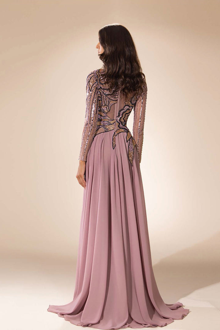 Embellished Illusion A-Line Dress