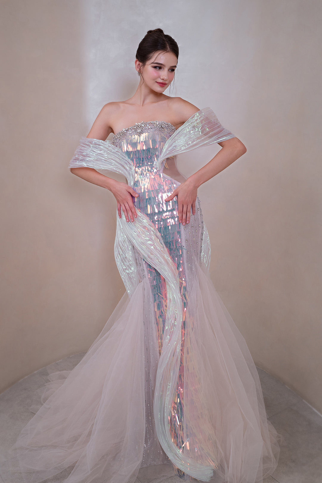 Luminous Prism Floor-Length Dress