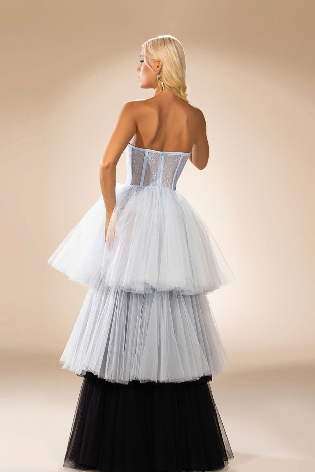 Tulle A-Line Strapless Dress with Tiered Skirts