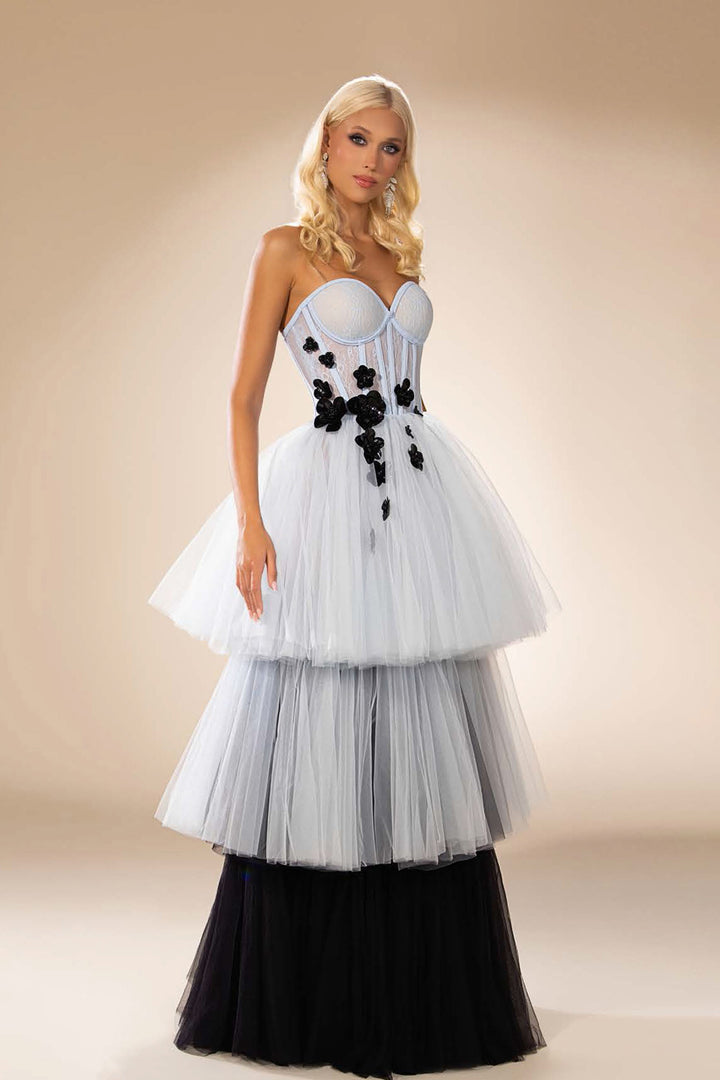 Tulle A-Line Strapless Dress with Tiered Skirts
