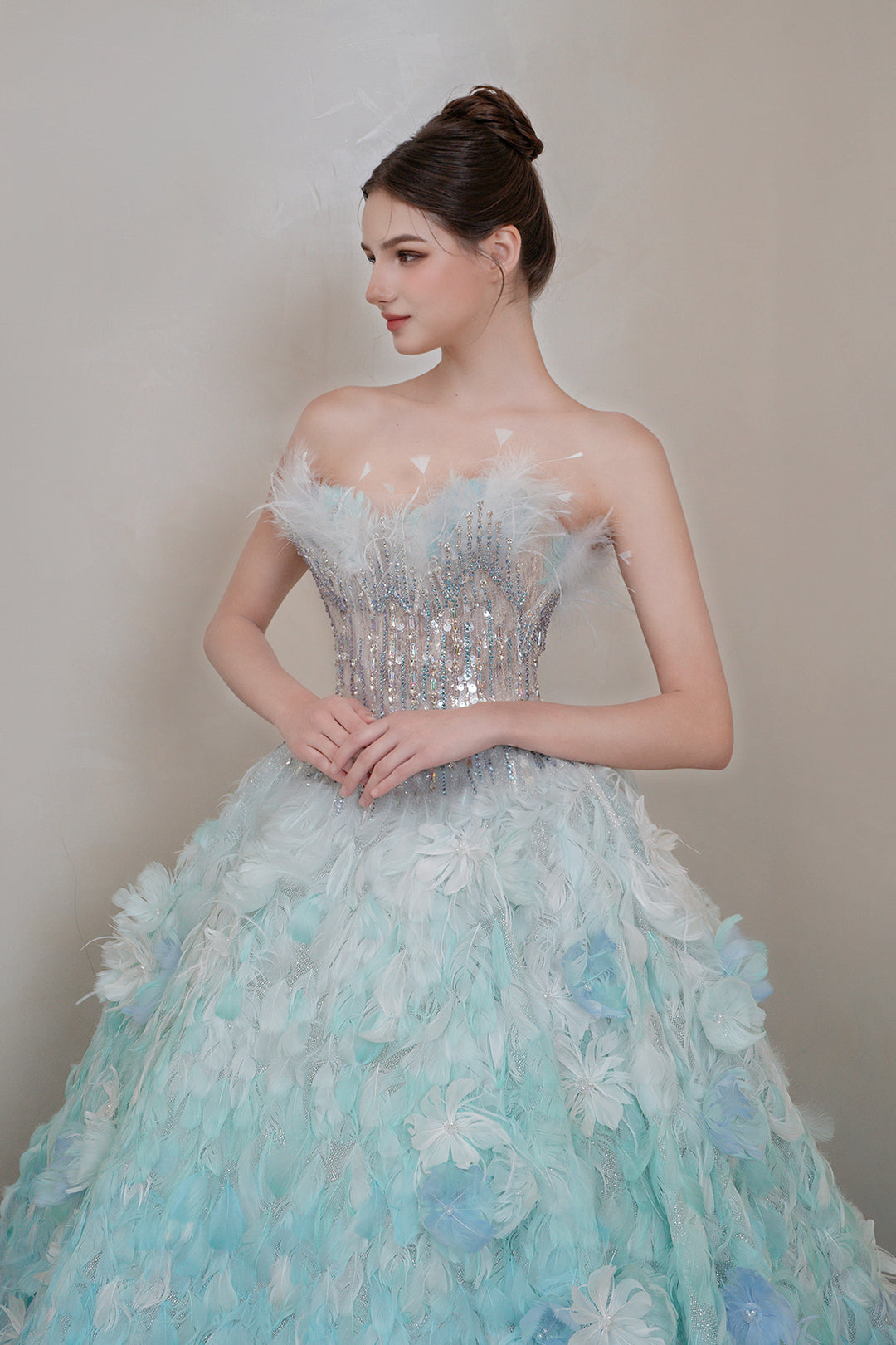 Strapless Beaded A-Line Dress