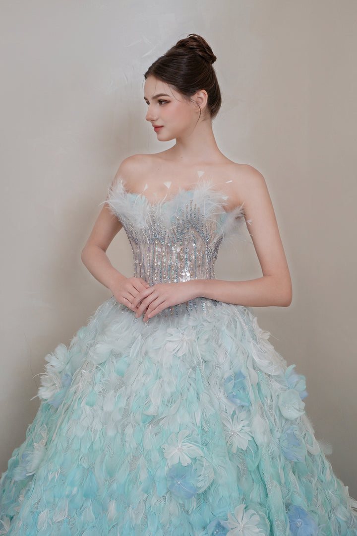 Strapless Beaded A-Line Dress