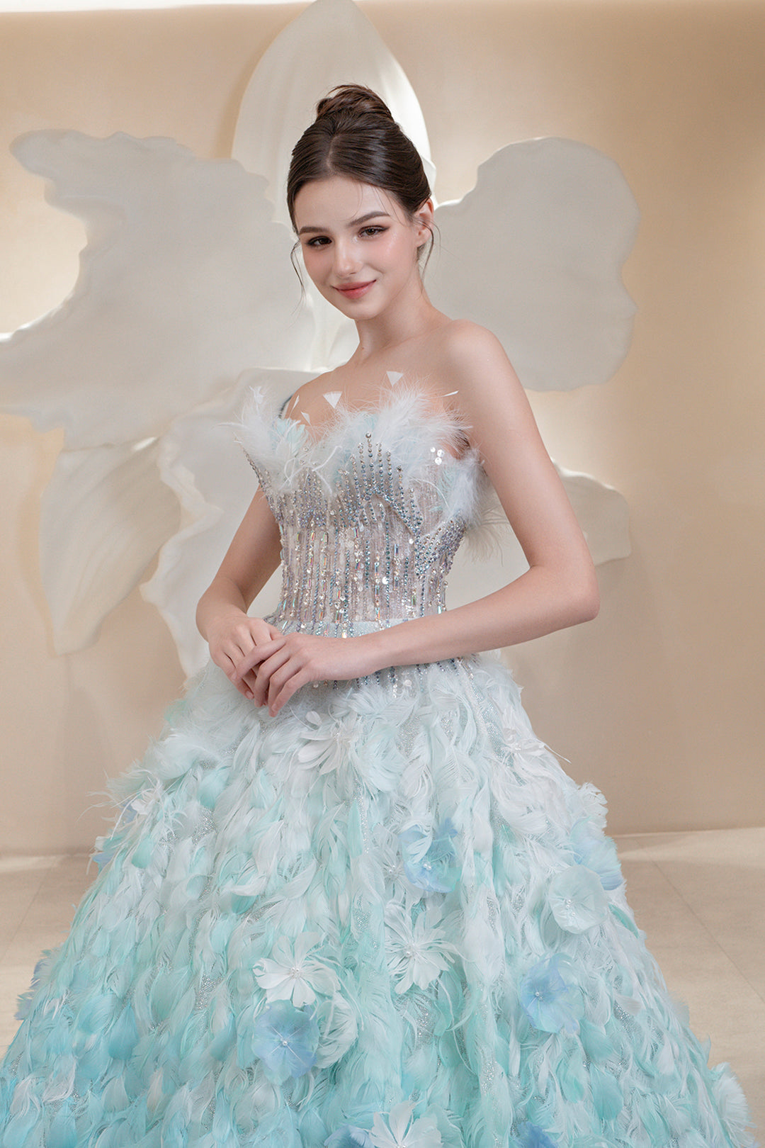 Strapless Beaded A-Line Dress