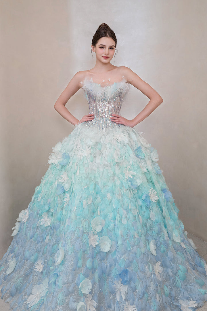 Strapless Beaded A-Line Dress