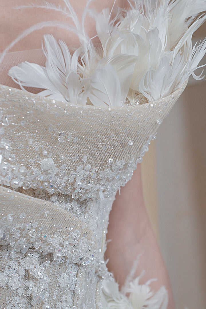 Strapless A-Line with Blossoms