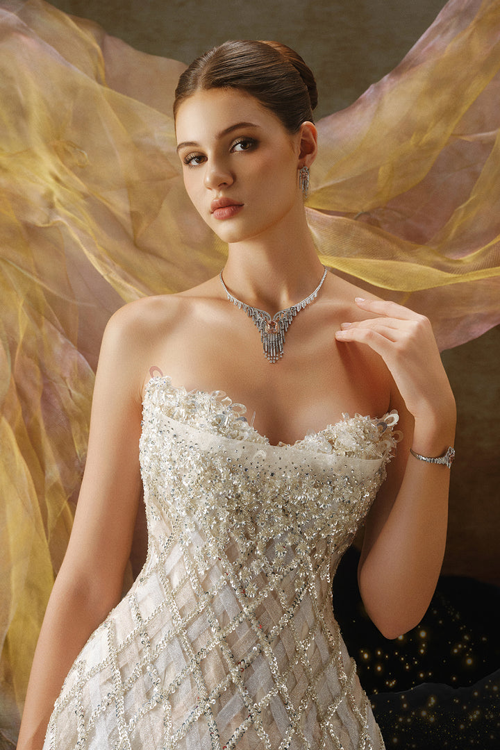 Strapless Sweetheart Dress with Embroidery