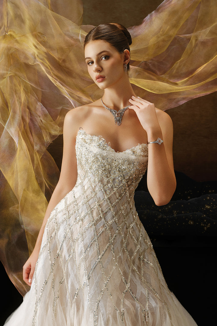 Strapless Sweetheart Dress with Embroidery