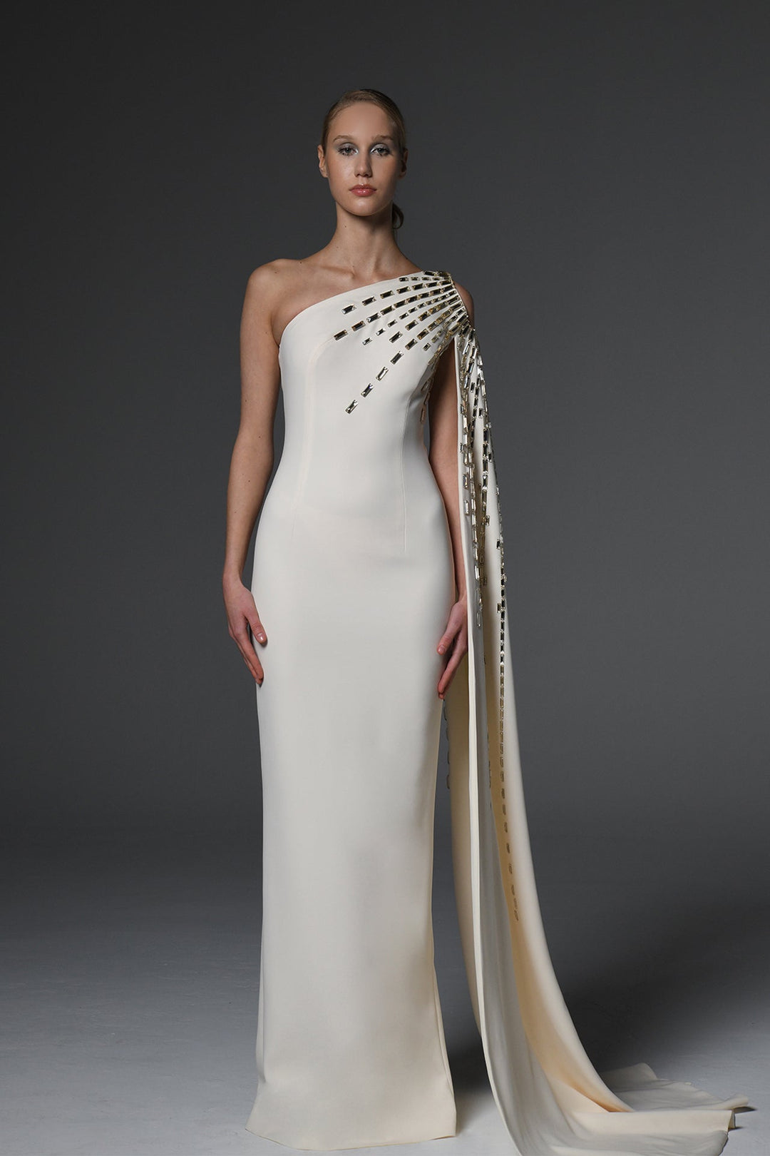embroidered one shoulder dress Toperth Yellow Embroidered Floral One-Shoulder Maxi Dress Toperth