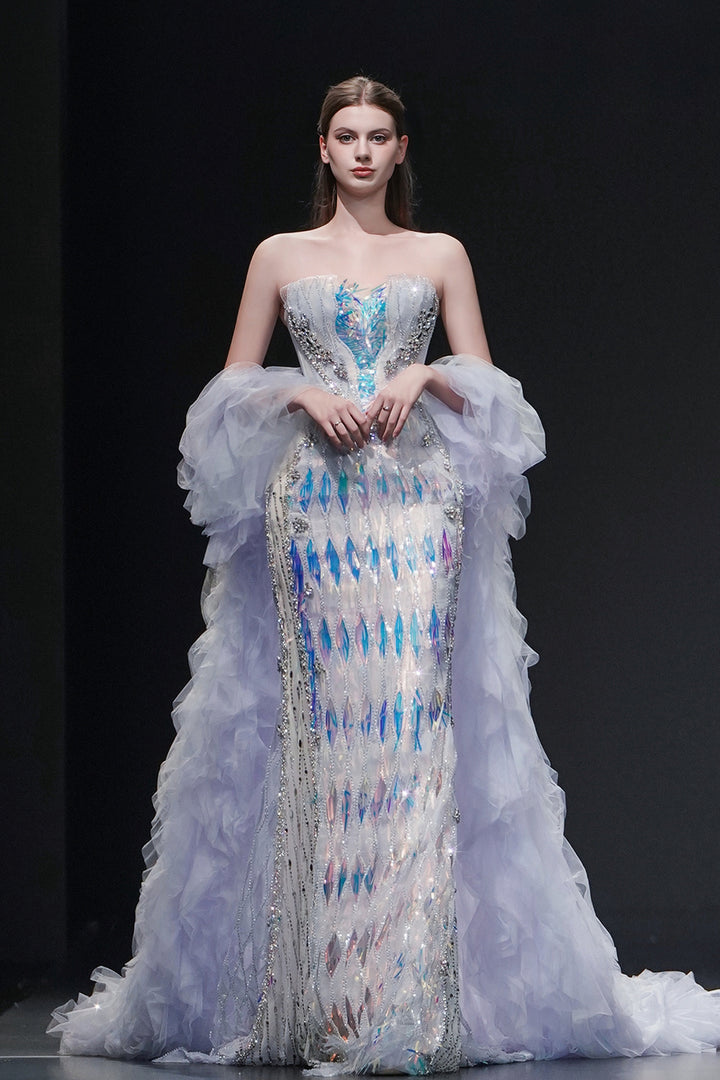 Strapless Column Dress with Beading