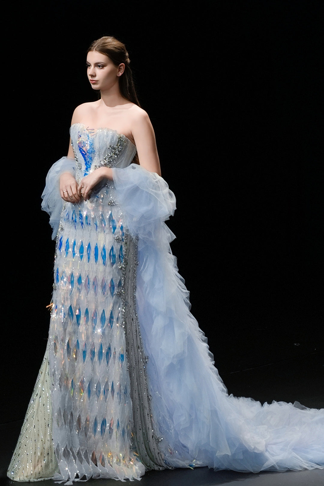 Strapless Column Dress with Beading