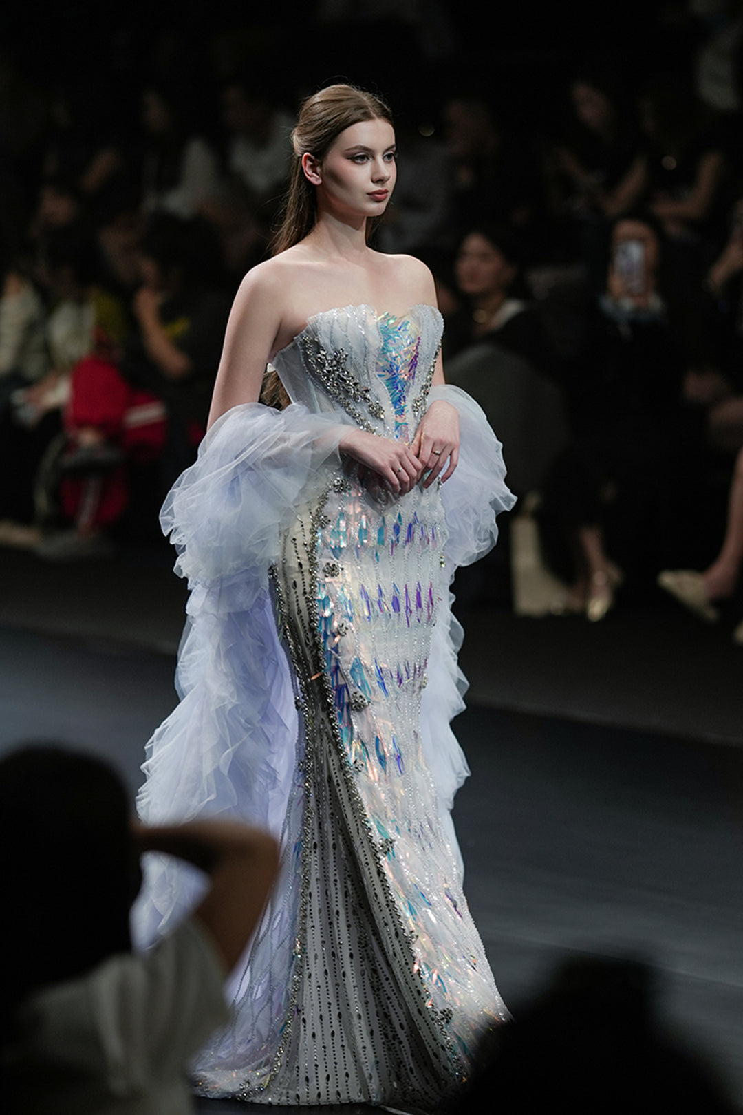 Strapless Column Dress with Beading