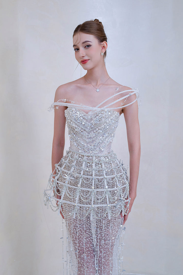 Luminous Crystal and Off-The-Shoulder Dress