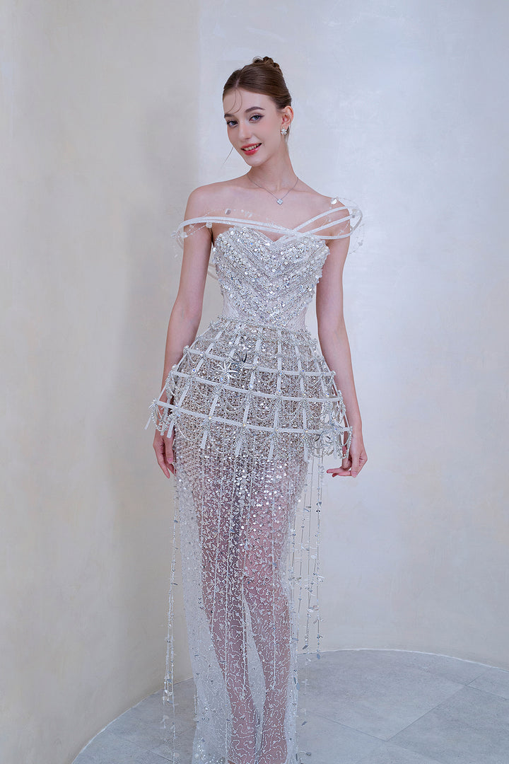 Luminous Crystal and Off-The-Shoulder Dress