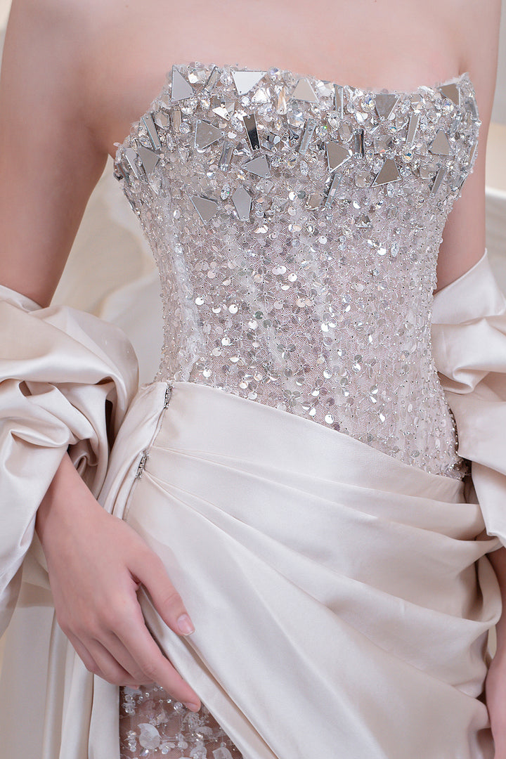 Strapless Beaded Column Dress