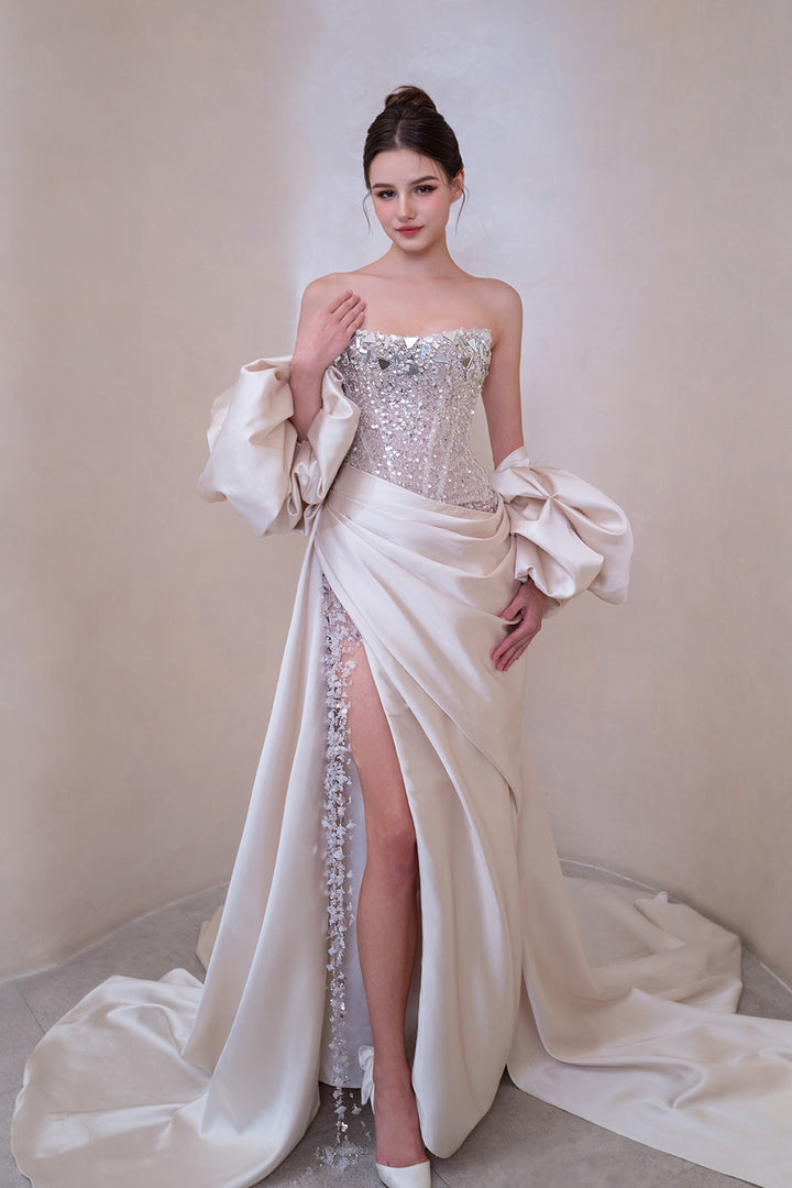 Strapless Beaded Column Dress