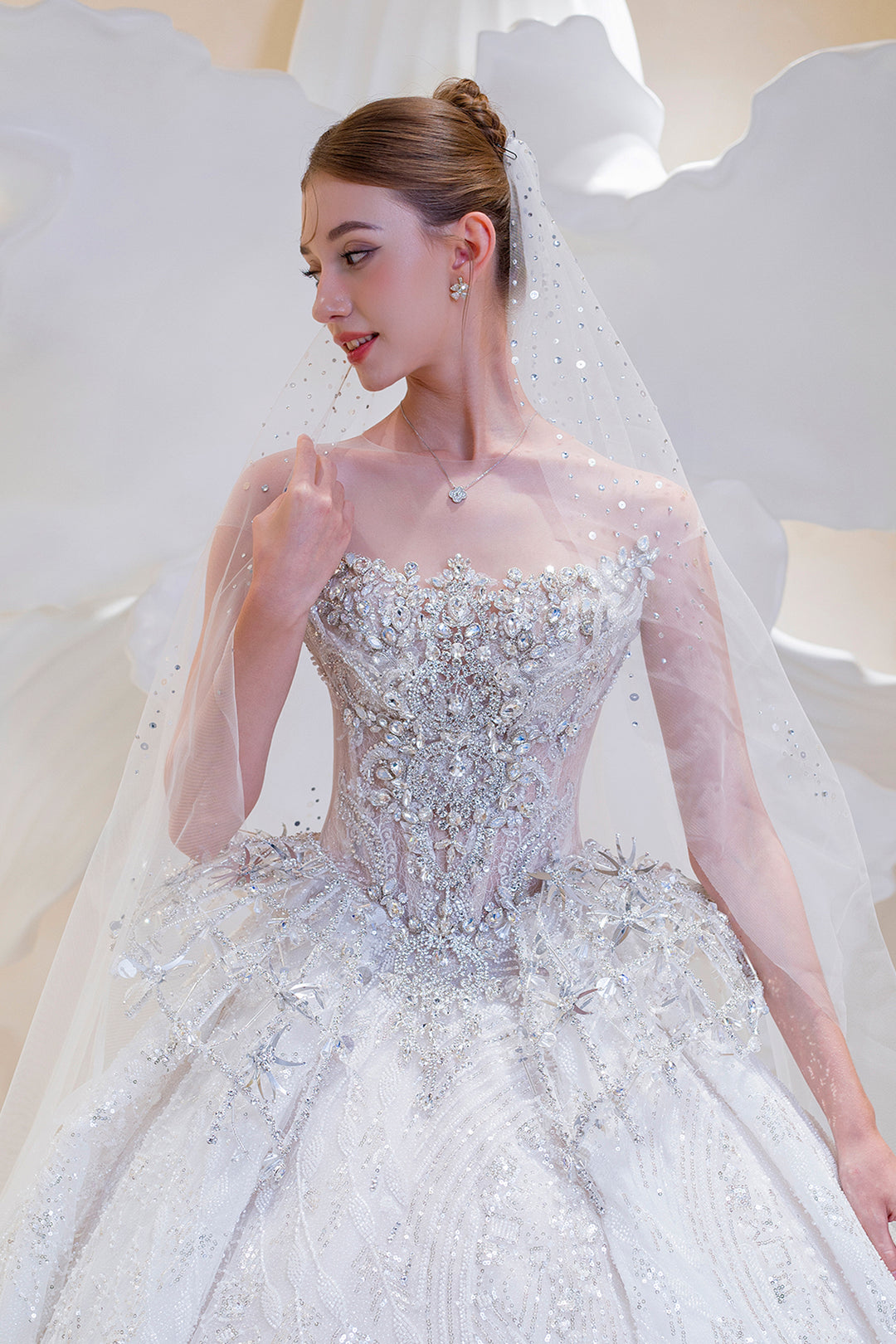 A-line Crystal Embellished Dress